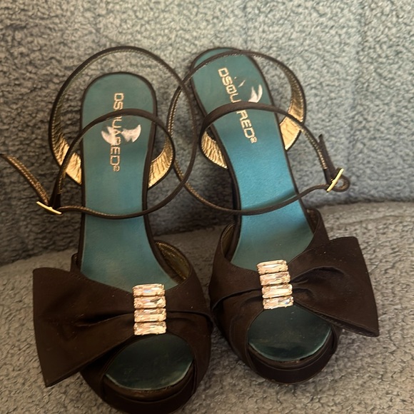 D Squared Satin Jewelled sandals. Perfect for prom NEVER WORN 37 fits US 6.5 - Picture 1 of 4